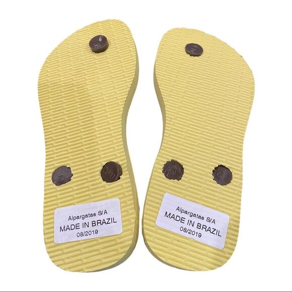 NEW Havaianas Yellow Brown Giraffe Glitter Girl's Flip Flops Sandals 13C 2Y - Picture 3 of 3